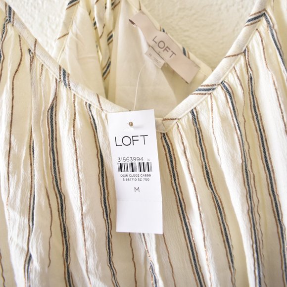 Loft Shimmer Stripe Tie Back Maxi Dress Whisper White - Picture 6 of 9